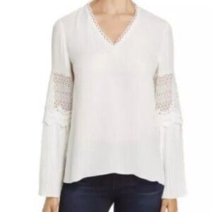 Luxury Kobi Halperin Christine  Lace Flare-Sleeve Blouse White eyelet butterfly…